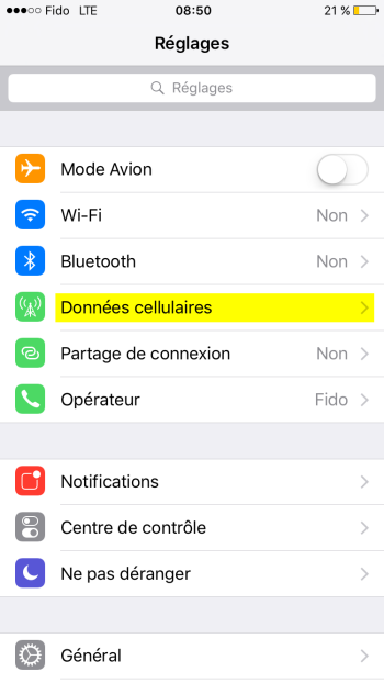 activer les données cellulaires iPhone sur réglages