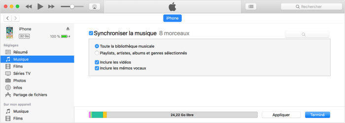 ajouter des chansons sur un iPhone depuis PC