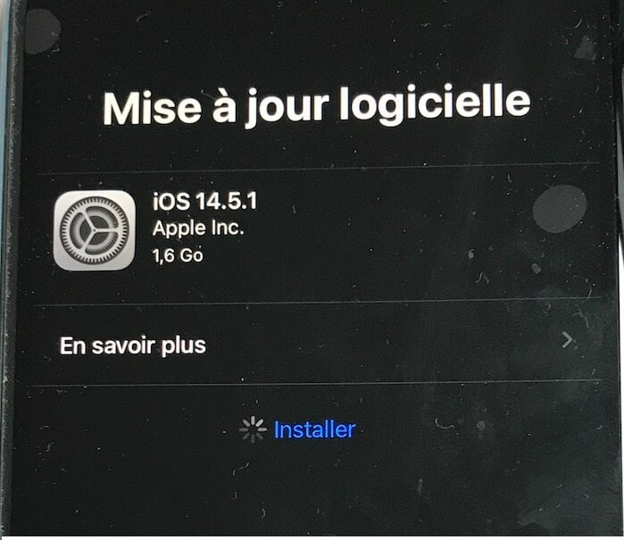 Mise à jour iOS iphone bloquée sur installer