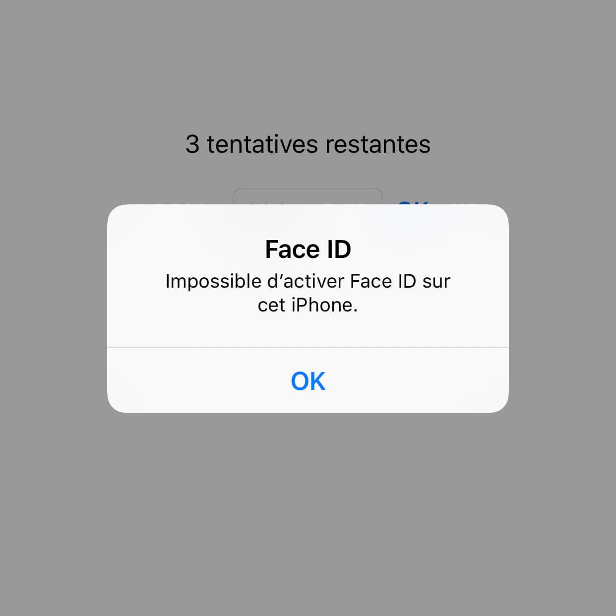 impossible d'activer le face ID