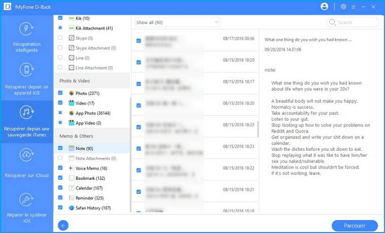 extraire les notes d'iPhone depuis une sauvegarde iTunes 