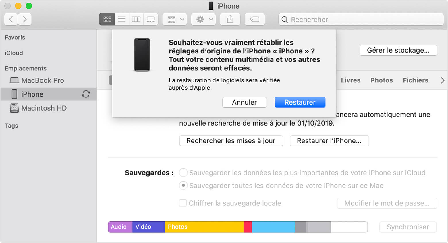 réparer l'iPhone bloqué sur l'écran noir de l'iPhone mais allumé