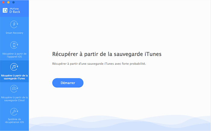 click on Recover from iTunes Backup option