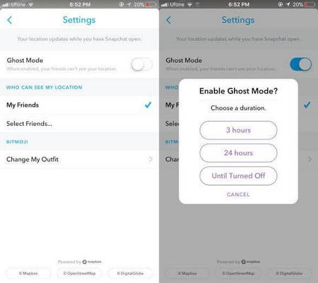 ενεργοποιήστε τη λειτουργία φάντασμα σε ψεύτικη τοποθεσία Snapchat