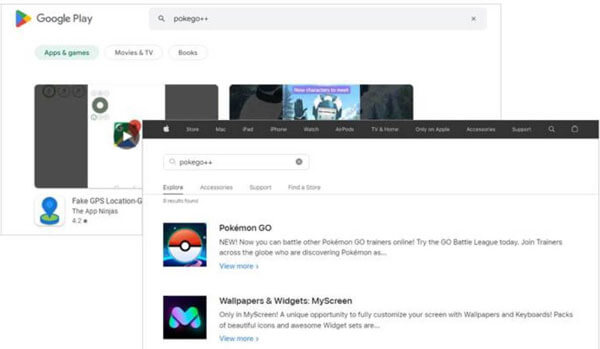 καμία pokego στο google play ή app store