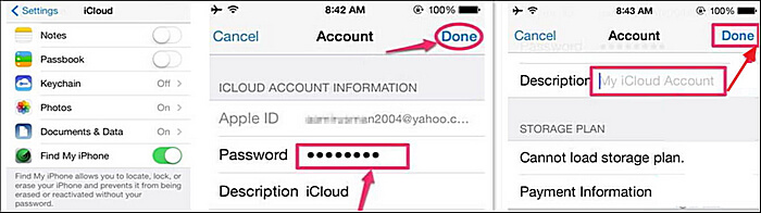 Καταργήστε τις ρυθμίσεις του λογαριασμού icloud μέσω των ρυθμίσεων