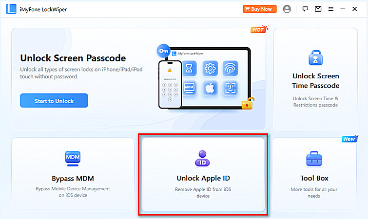 Επιλέξτε Ξεκλείδωμα Apple ID για να διαγράψετε το Apple ID και να επαναφέρετε το iPad