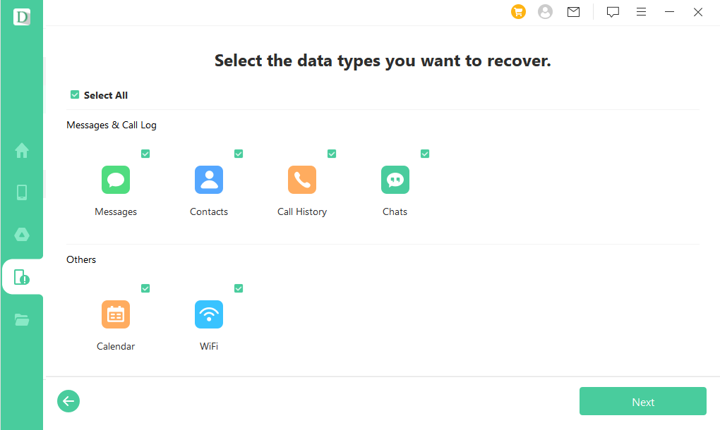 odabir tipova datoteka za oporavak