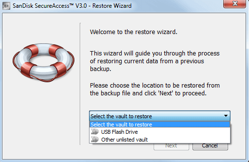 sandisk secureaccess restore wizard