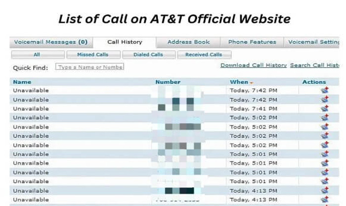 at&t hívástörténet