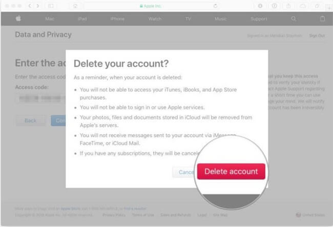 erősítse meg az Apple ID törlését