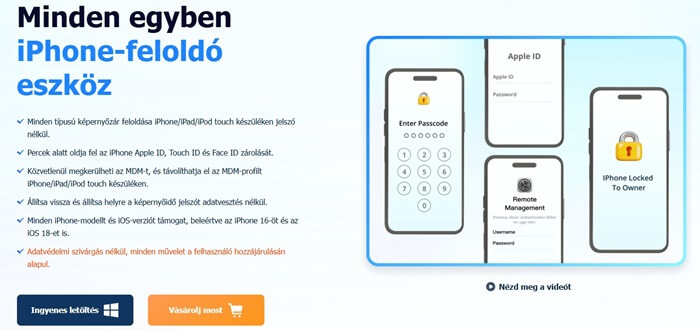 iMyFone LockWiper iPhone vagy iPad MDM eltávolító eszköz