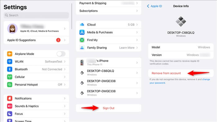 iCloud-fiók eltávolítása a Beállításokban