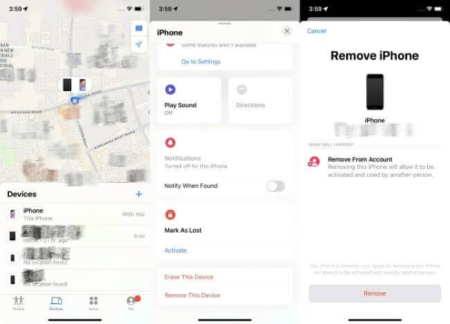 távolítsd el az Apple ID-t ellopott iPhone-ról a Lokátor alkalmazással