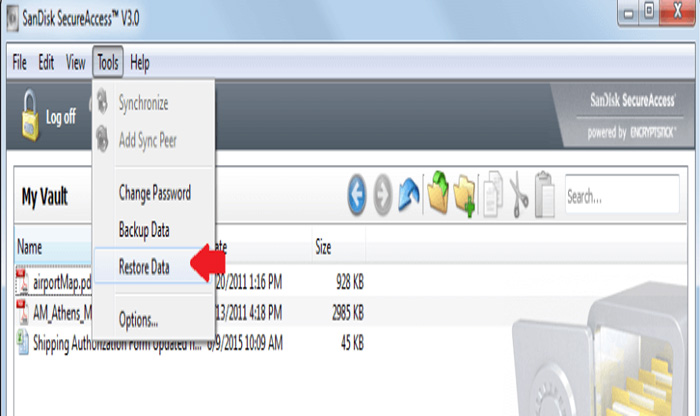 sandisk secureaccess adatok visszaállítása