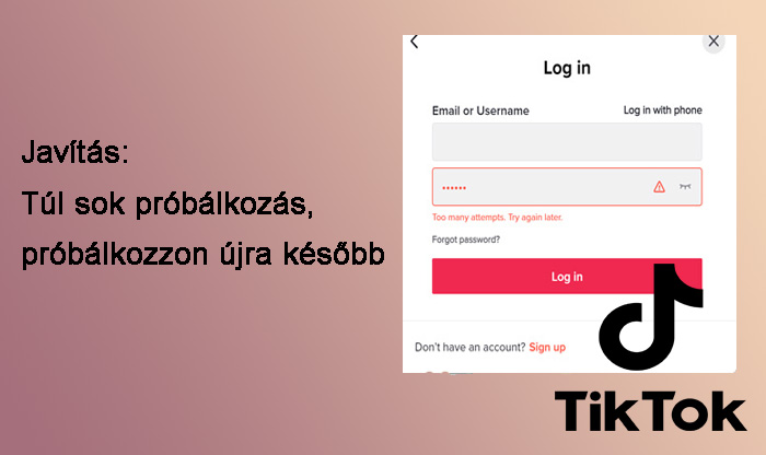 Túl sok próbálkozás javítása, próbálkozzon újra később a TikTokon