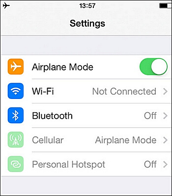 kapcsolja be a repülőgép üzemmódot az iPhone-on