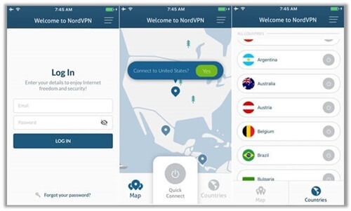 helyszínváltás a NordVPN-en