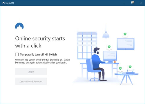 NordVPN bejelentkezési felület