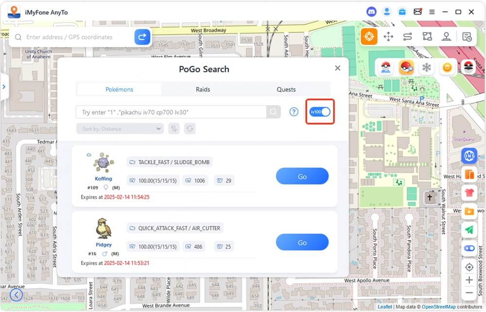 beépített Pokémon kereső funkcióját