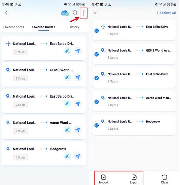 anyto android import export gpx