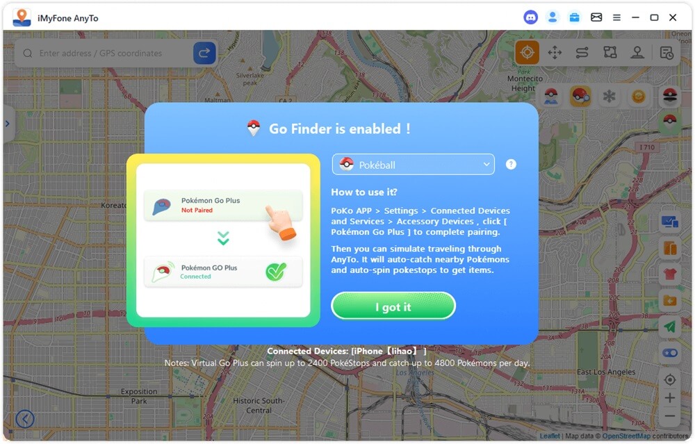 a Go Finder engedélyezve van