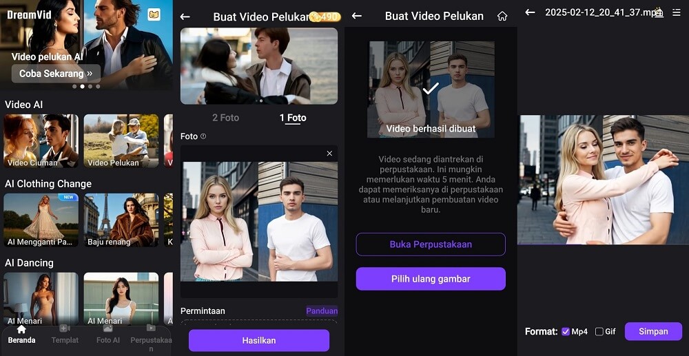 Cara Menggunakan DreamVid untuk Bikin Video AI Pelukan