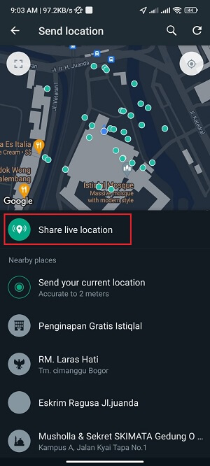 cara mengirimkan lokasi palsu di whatsapp