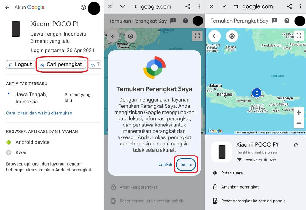 fitur temukan perangkat saya