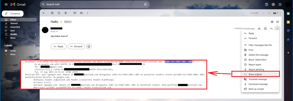 melacak email berdasarkan alamat ip