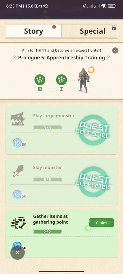 monster hunter now quest story