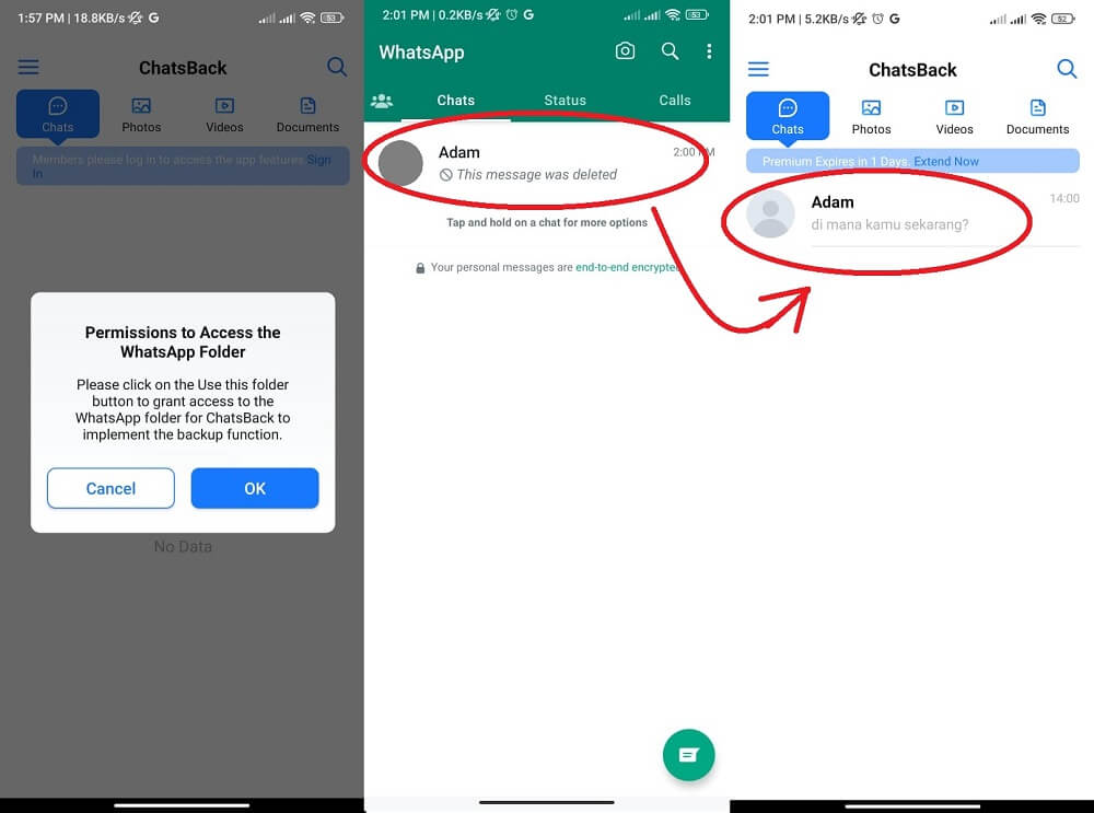 cara mengembalikan chat di wa yang terhapus dengan ChatsBack iMyFone Versi Mobile