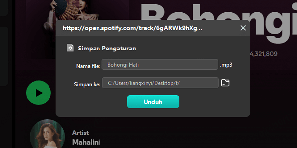 klik unduh untuk download lagu mp3