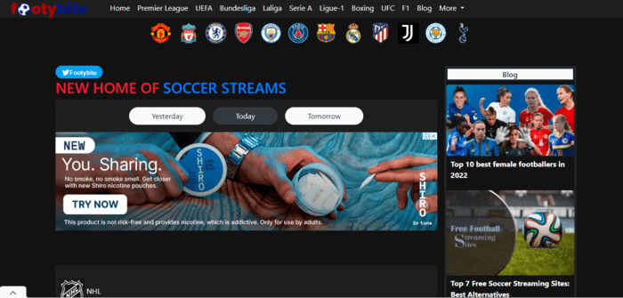 footybite adalah situs web live streaming sepak bola