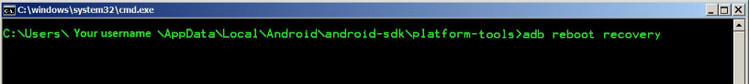 Ketik adb reboot recovery