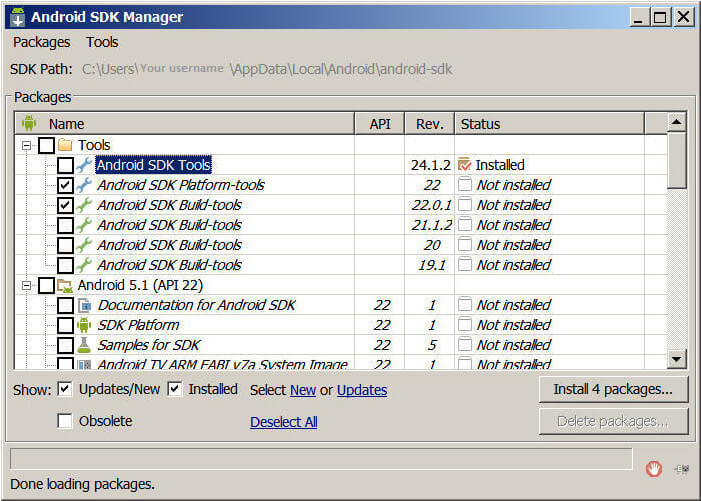 Instal alat Android SDK