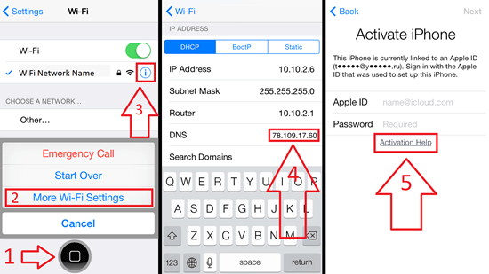 Gunakan metode dns untuk menghapus id apple dan kunci aktivasi