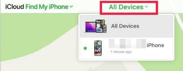 klik semua perangkat dari icloud
