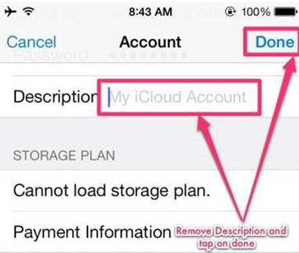 delet account iCloud without password via settings step 3