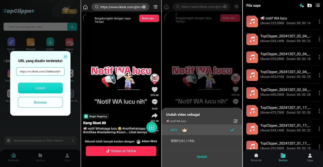 cara download nada dering dari video tiktok tertentu