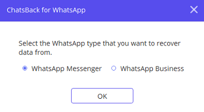 dialog untuk menentukan versi WhatsApp