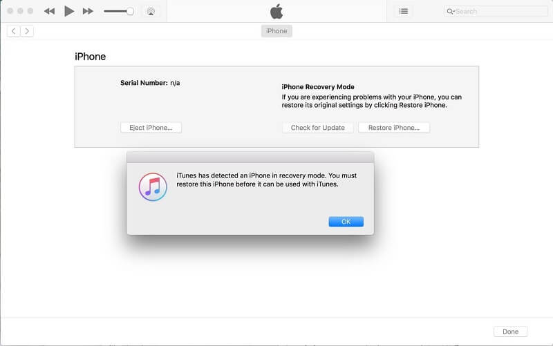iTunes terdeteksi iphone masuk mode DFU