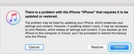 iTunes mendeteksi mode pemulihan iPhone