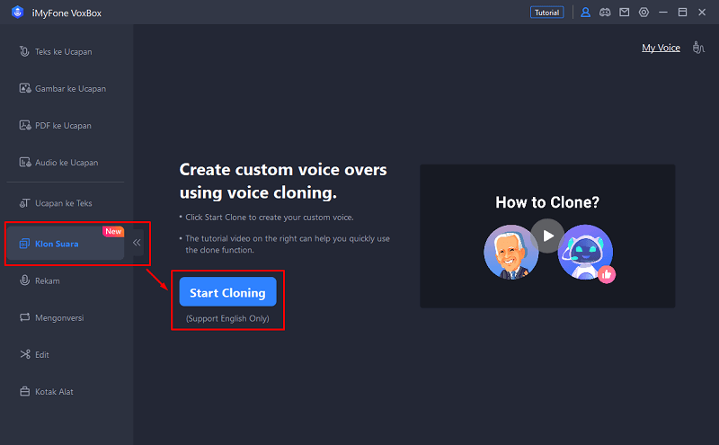 langkah pertama buka menu klon suara voxbox