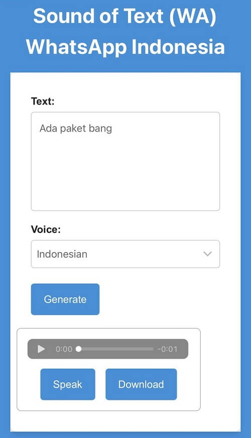 cara buat sound of text wa bahasa indonesia