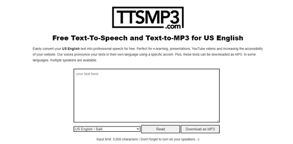 TTSMP3.com interface