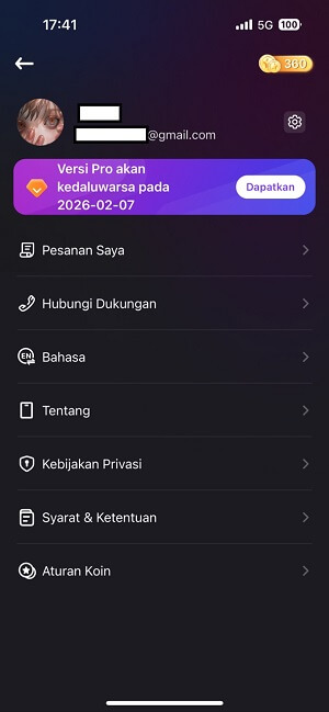 Lihat hak Akun