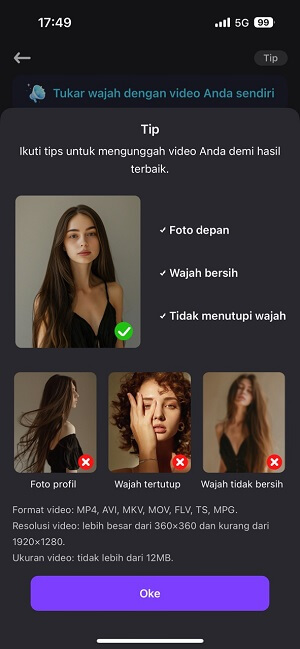 ganti wajah di video