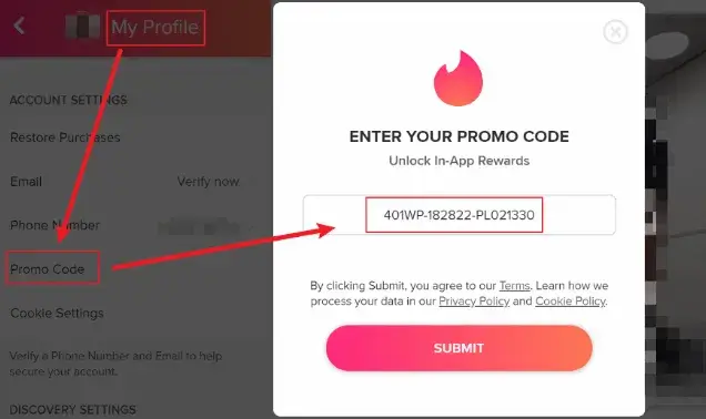 cóid promo óir tinder