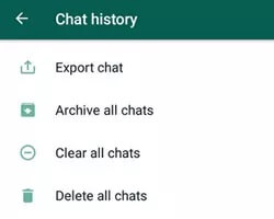 scrios gach comhrá whatsapp